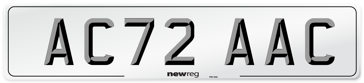 AC72 AAC Number Plate from New Reg